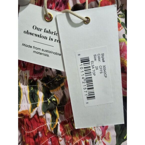 LEOTA Elsa Floral Print Stretch Organic Cotton Top Size 2X NWT MSRP $138 - Picture 13 of 13